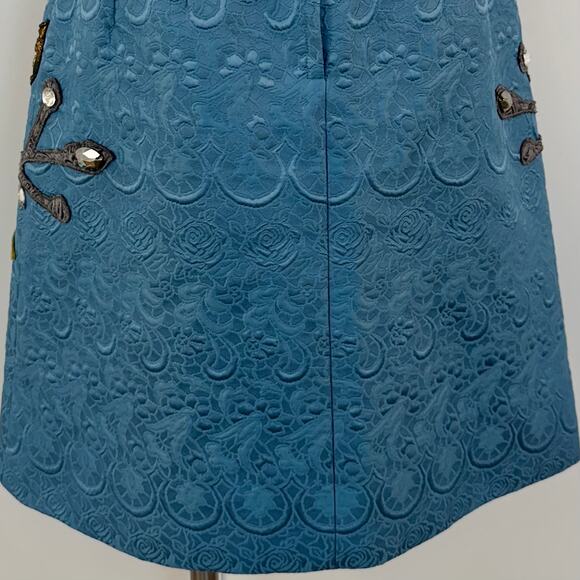 Dolce & Gabbana Jacquard Embellished A-Line Skirt Squirrel Blue 40 US4 NWT - Picture 9 of 15